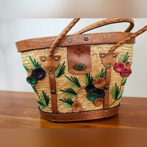Patricia Nash Levanzo Floral Embroidered Straw Tote Bag